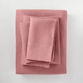California King 100% Washed Linen Solid Sheet Set Rose B4484