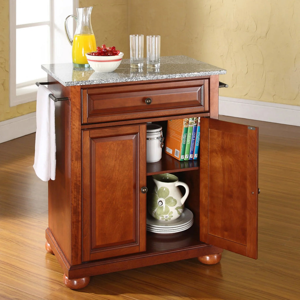 White/Gray Wood Portable Kitchen Island V1479