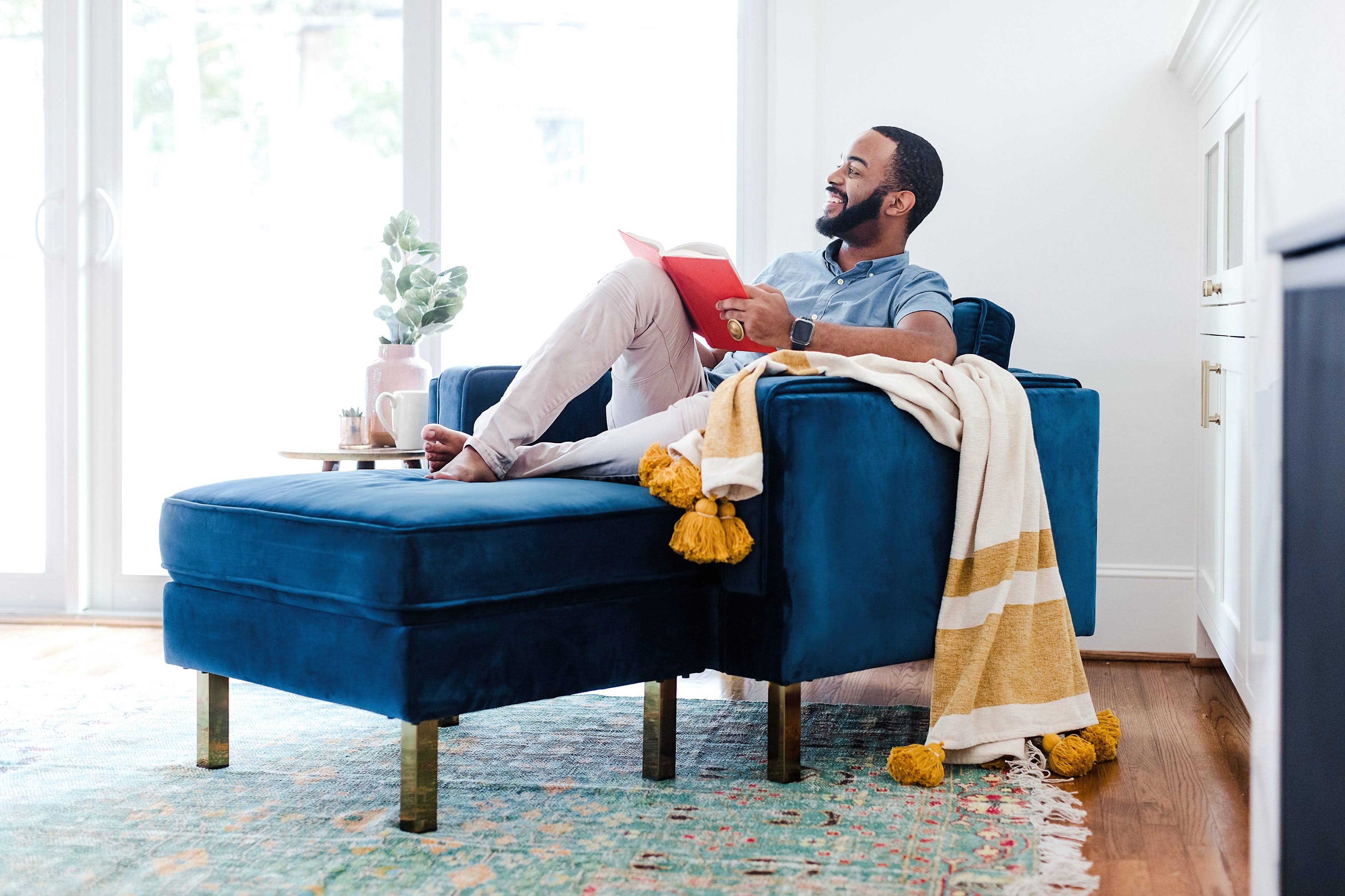 Mustard Velvet Ottoman W5902