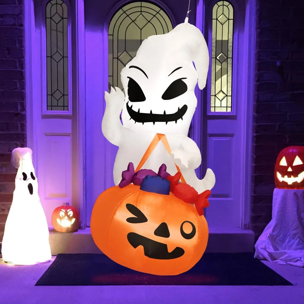 Halloween Inflatable Decor, Ghost Holding Trick Or Treat Bag P191216