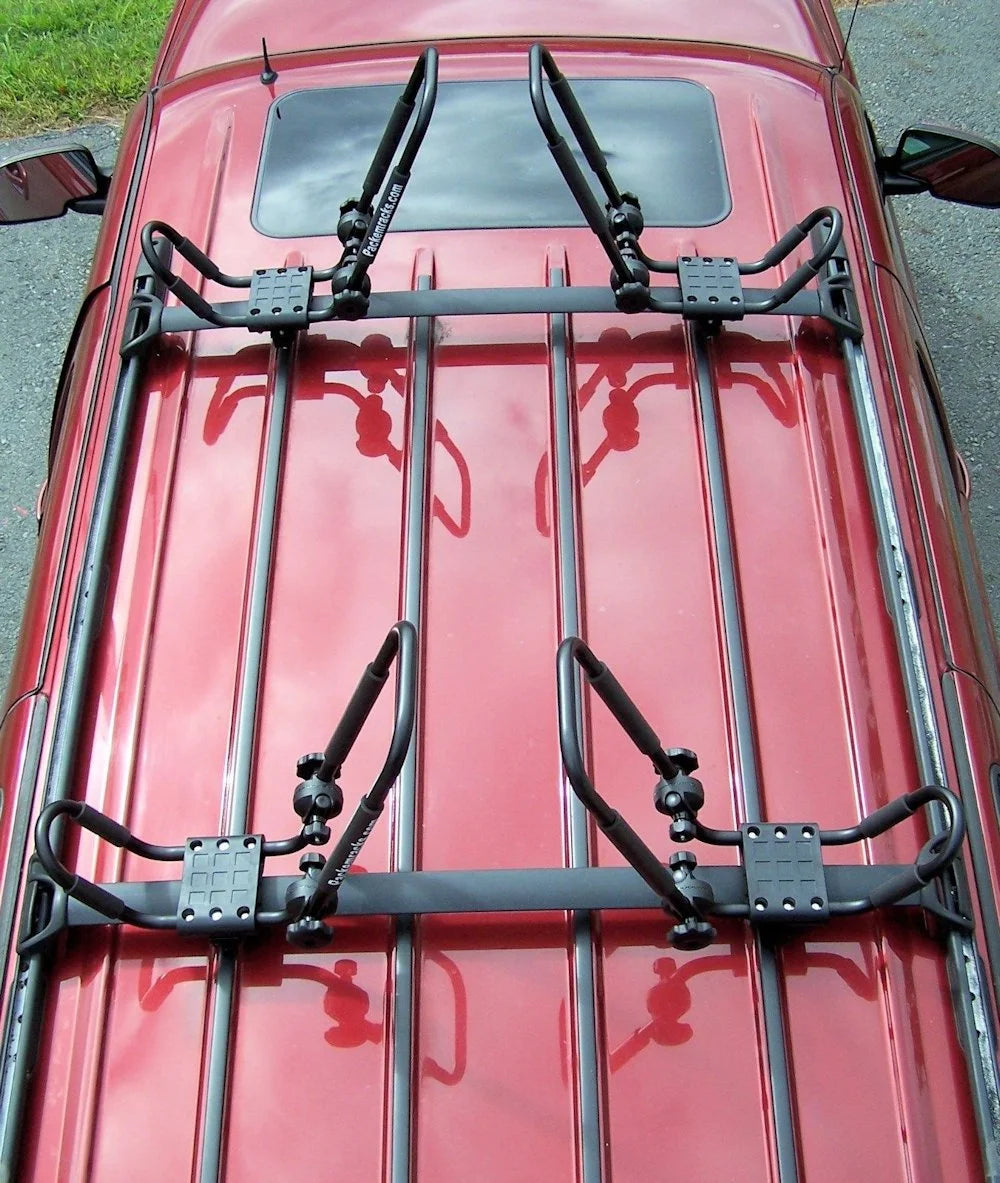 Yellow Folding Kayak Rack Roof Top and Wall Carrier Bundle O9127
