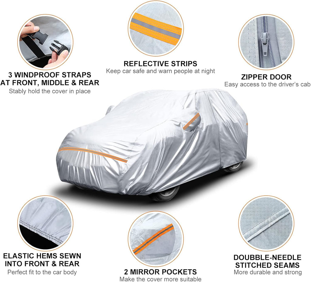 6 Layers Waterproof All Weather Car Cover with Zipper Door R3829