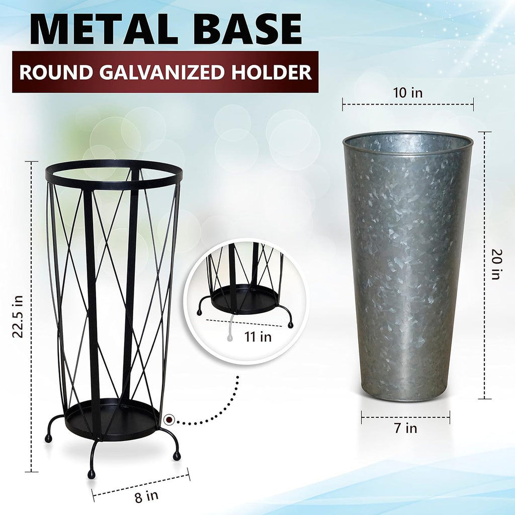 Galvanized Umbrella Holder Stand, 2 pcs, Metal Base I40260