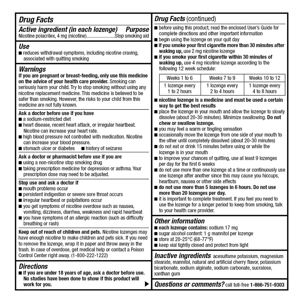 Nicotine Lozenge 4 mg Cherry Flavor 108 Count N94727