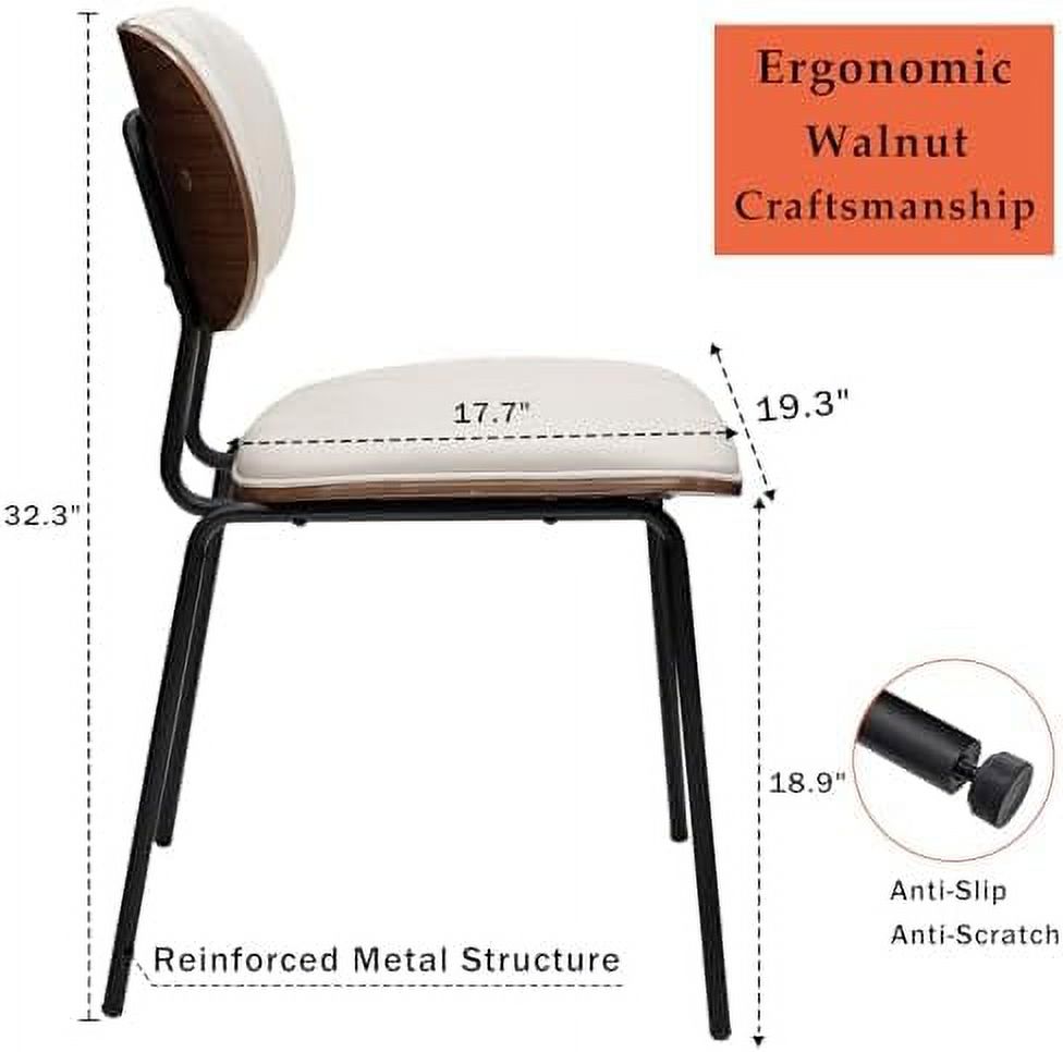 Faux Leather Walnut Dining Chairs with Ergonomic Backrest Upholstered Seat F9911