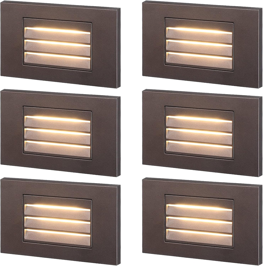 6 Pack White Die-cast Aluminum LED Step Lights N1438