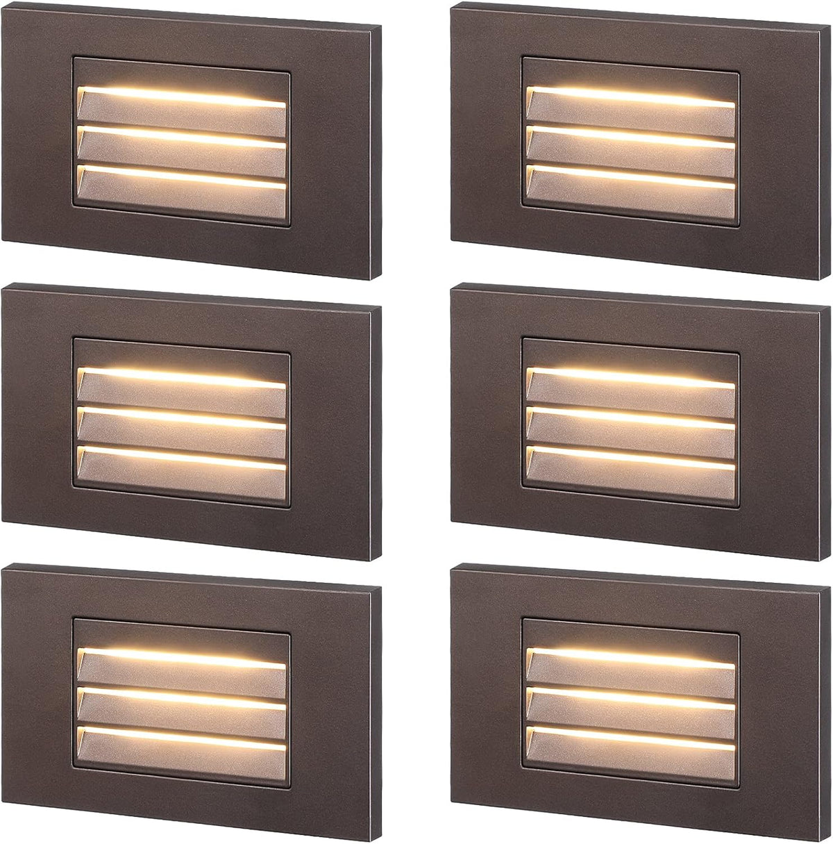 6 Pack White Die-cast Aluminum LED Step Lights N1438