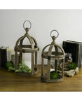 Wood Lanterns Set of 2 J13087