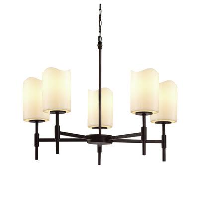 5-Light Shaded Chandelier Brushed Nickel Cream U579501