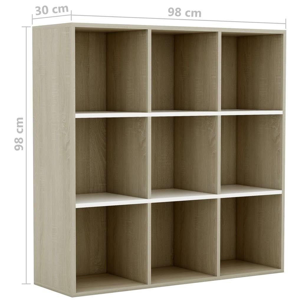 White and Sonoma Oak Chipboard Book Cabinet S51837