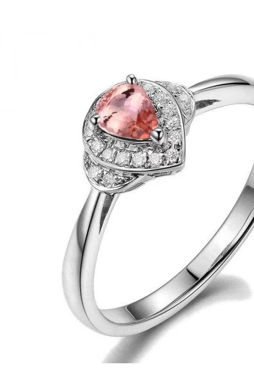 Pear Cut 1.25 Carat Morganite and Diamond Engagement Ring in 14k White Gold F97385