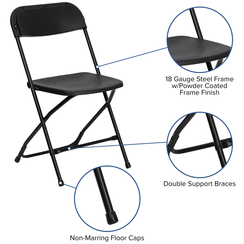 8' Bifold Granite White Plastic Folding Table Set With 10 Folding Chairs I213