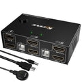 Dual Monitor KVM Switch HDMI 2 Port 4K@30Hz, USB HDMI Extended Display Switcher for 2 Computers Share 2 Monitors and 4 USB 2.0 Hub P666618