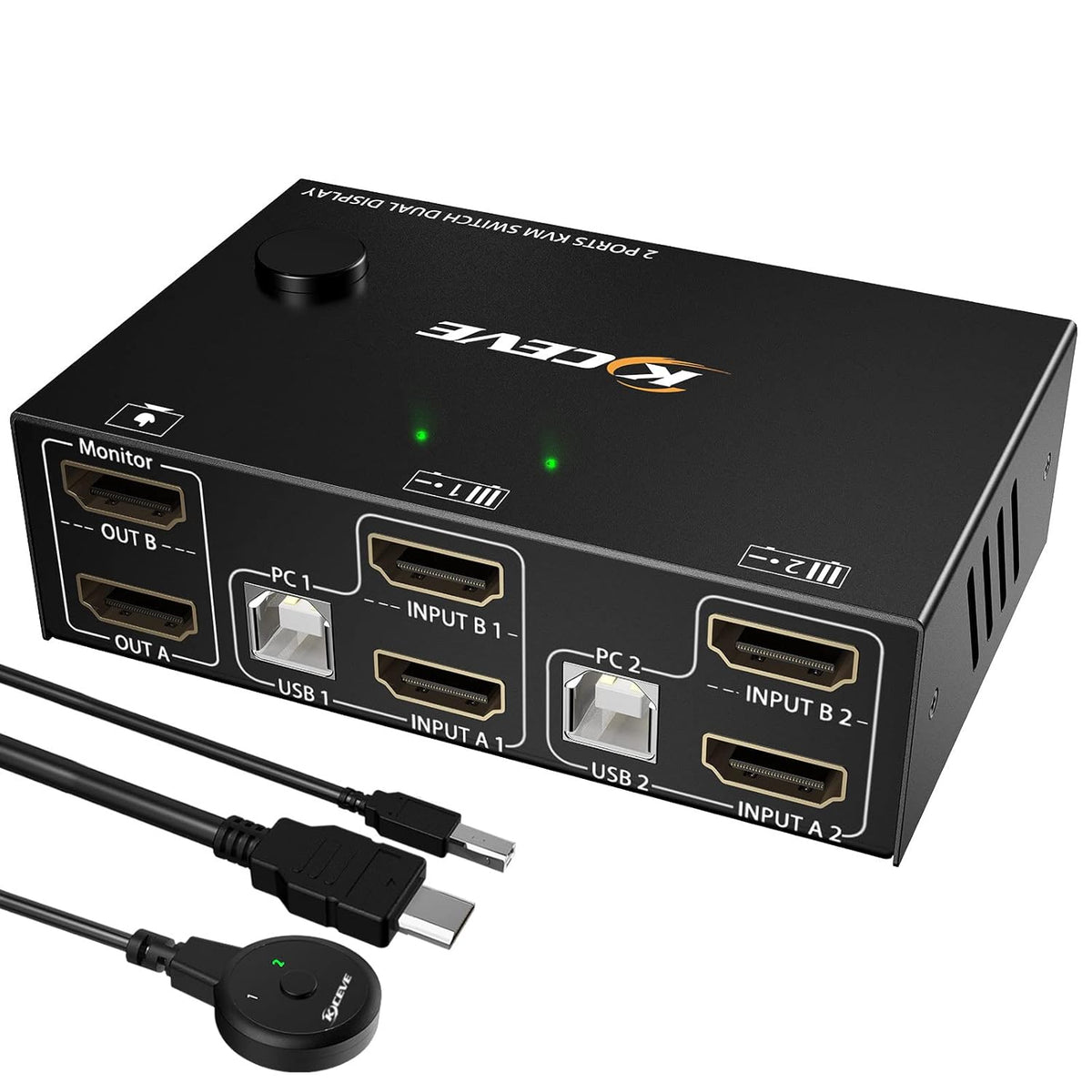 Dual Monitor KVM Switch HDMI 2 Port 4K@30Hz, USB HDMI Extended Display Switcher for 2 Computers Share 2 Monitors and 4 USB 2.0 Hub P666618