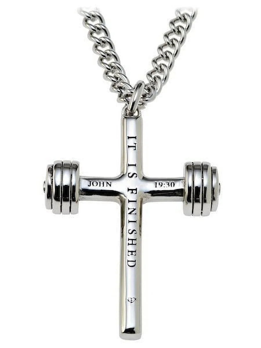 Men's Dumbbell Cross Necklace B1091