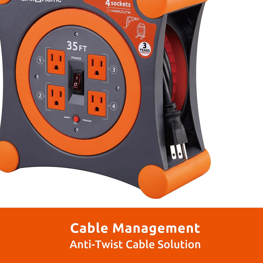 35 ft. Extension Cord 4 Power Outlets 14 AWG SJTW Cable I29547