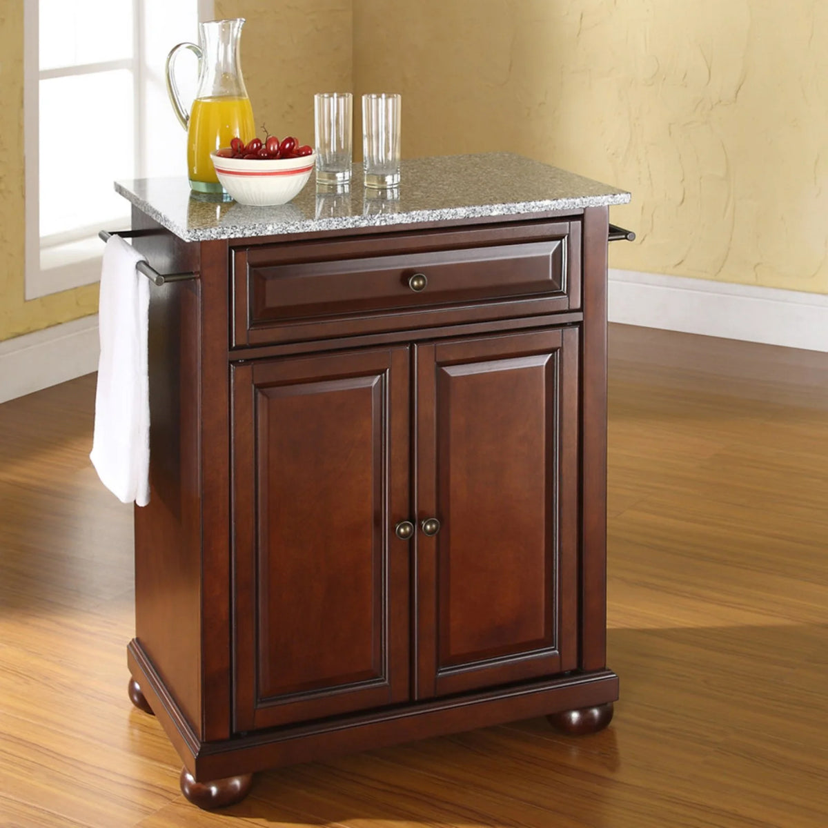 White/Gray Wood Portable Kitchen Island V1479