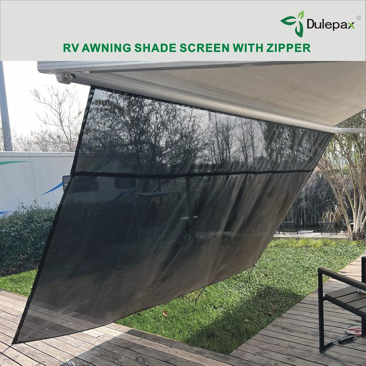 RV Awning Shade Screen with Zipper 8'X17'3'' P9259