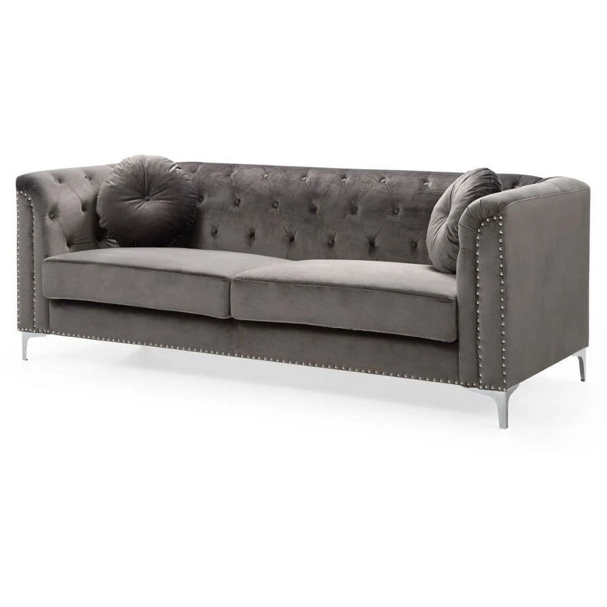 Dark Gray Velvet Sofa and Loveseat 2-Piece Set N840701
