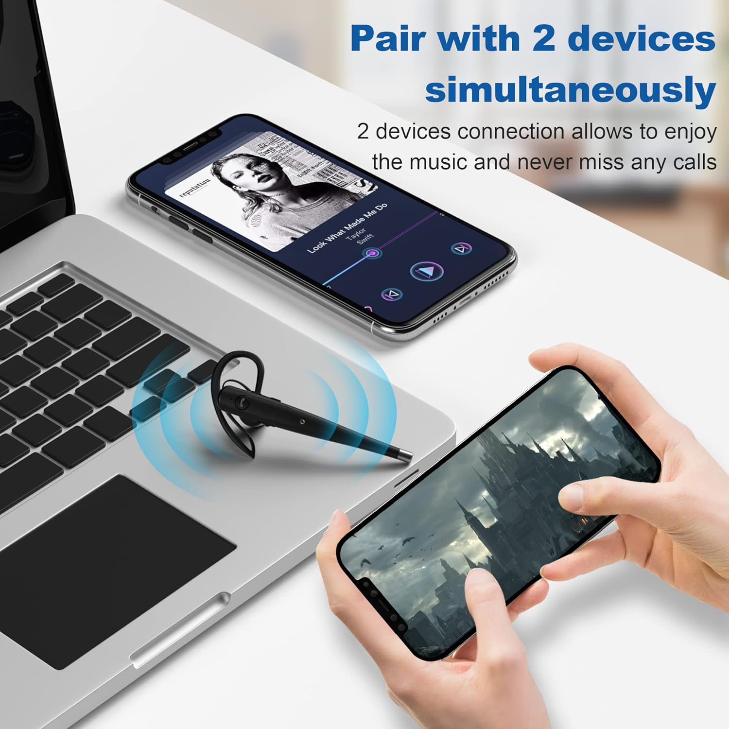 Wireless Bluetooth Earpiece with Dual Mic Noise Cancelling S4253