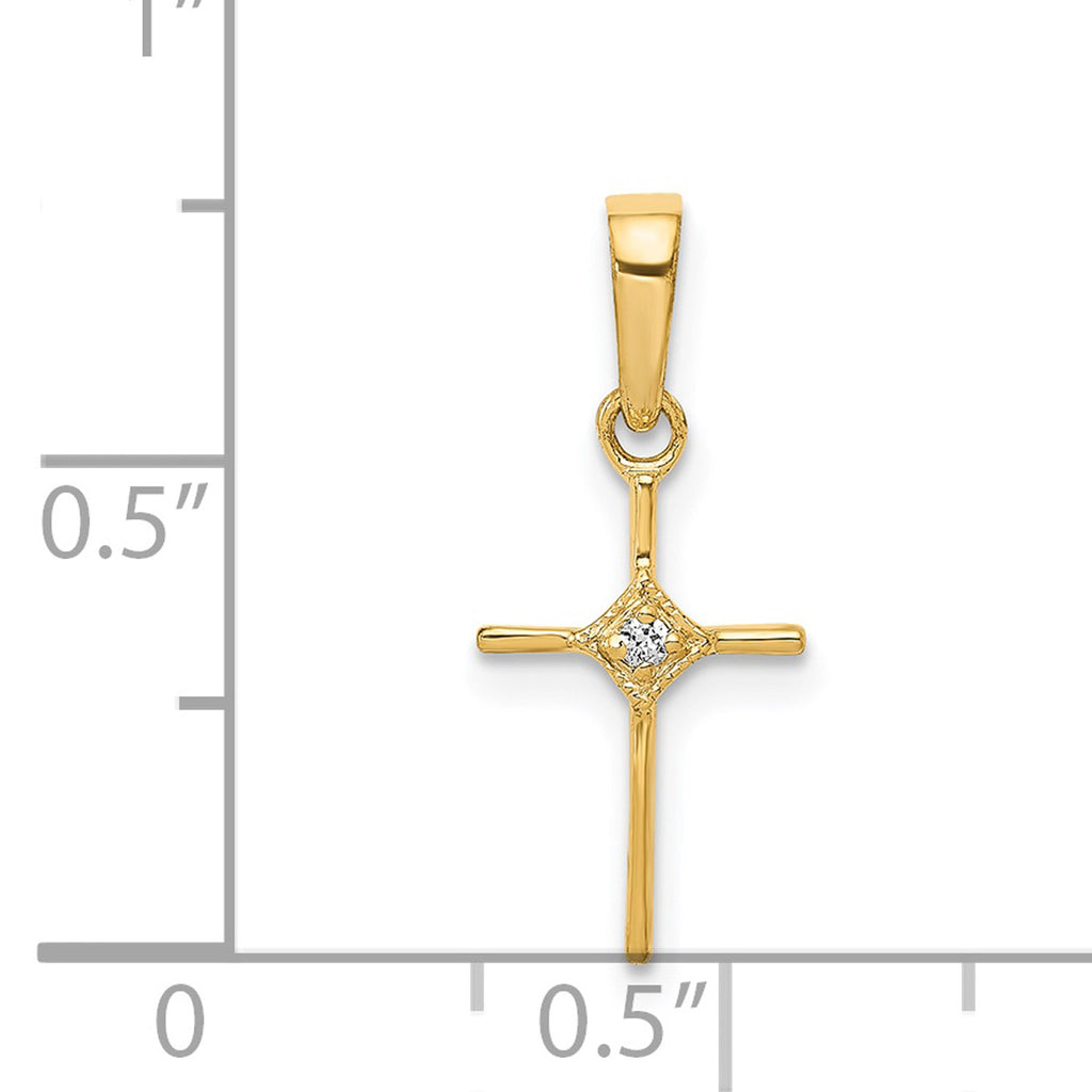 14K Yellow Gold Diamond Cross Pendant Charm with Rope Chain Necklace 20'' Y77684