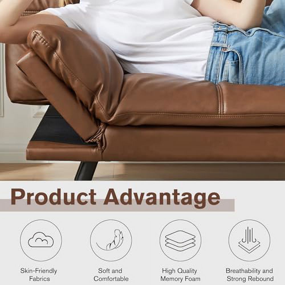 Convertible Futon Sofa Couch Bed Memory Foam Sleeper Loveseat with Adjustable Armrests Backrests S24666