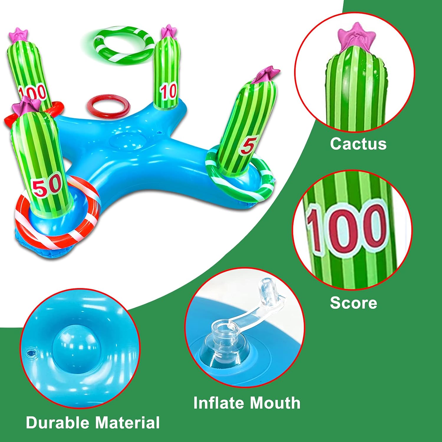 Giant Inflatable Cactus Ring Toss Party Game Toys (4 Rings) S423330