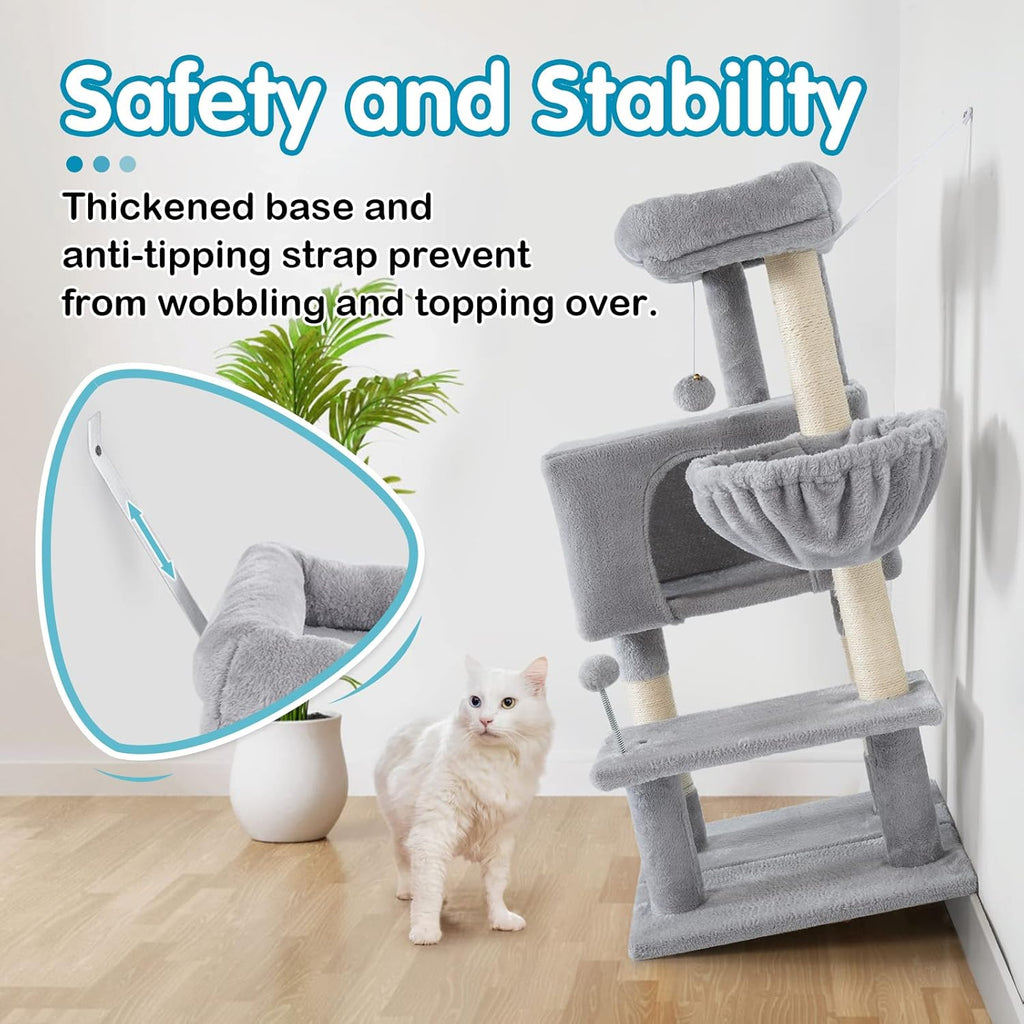 Cat Tree with Adjustable Base, Multi-Level Cat Furniture, Pack of 2 D852