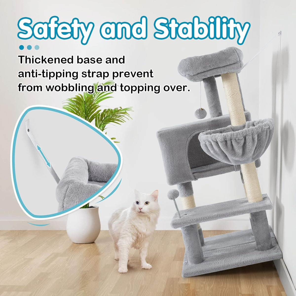 Cat Tree with Adjustable Base, Multi-Level Cat Furniture, Pack of 2 D852