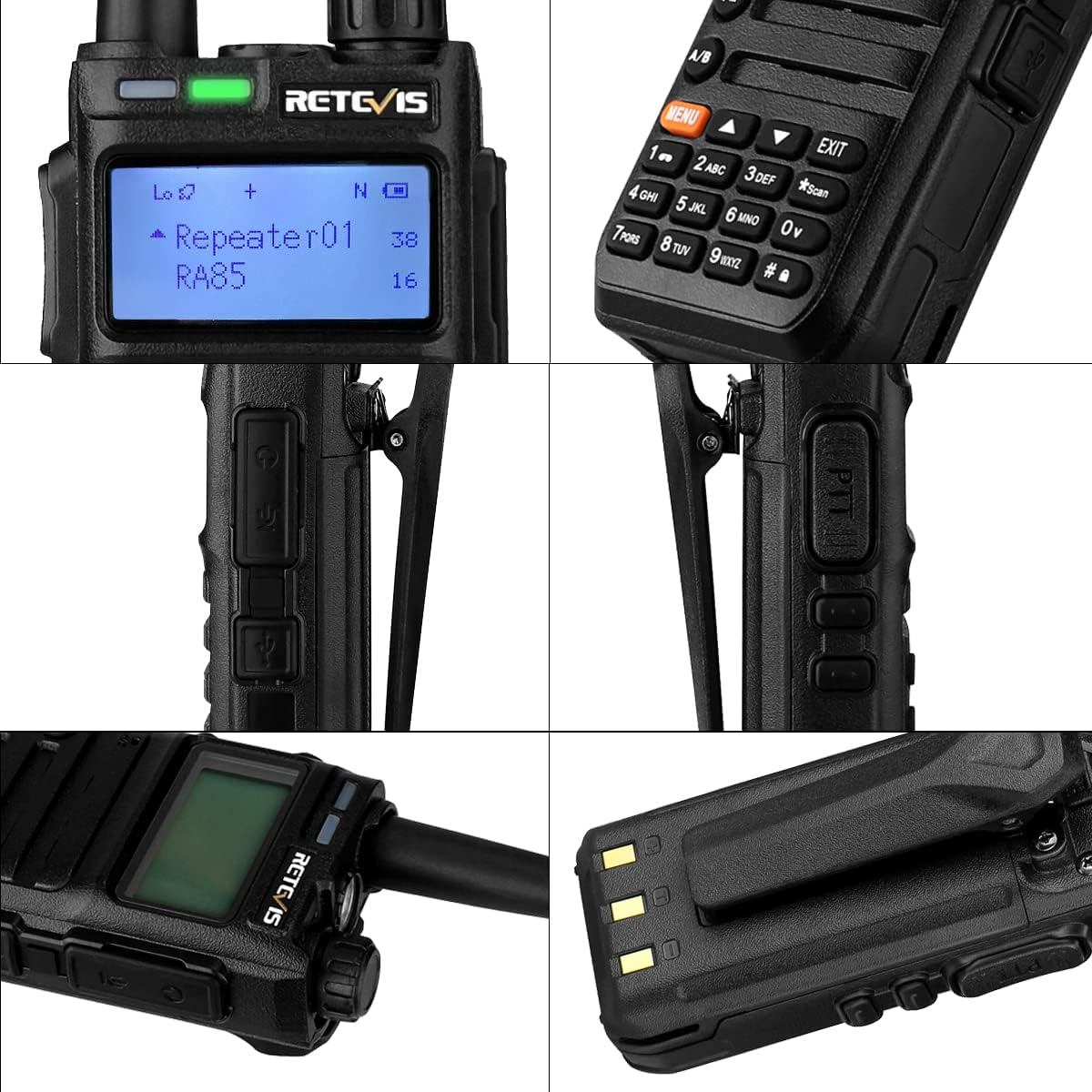 5W GMRS Radio Handheld Two Way Radio Walkie Talkies with Speak Mic, NOAA, USB-C (2 Pack) B8023