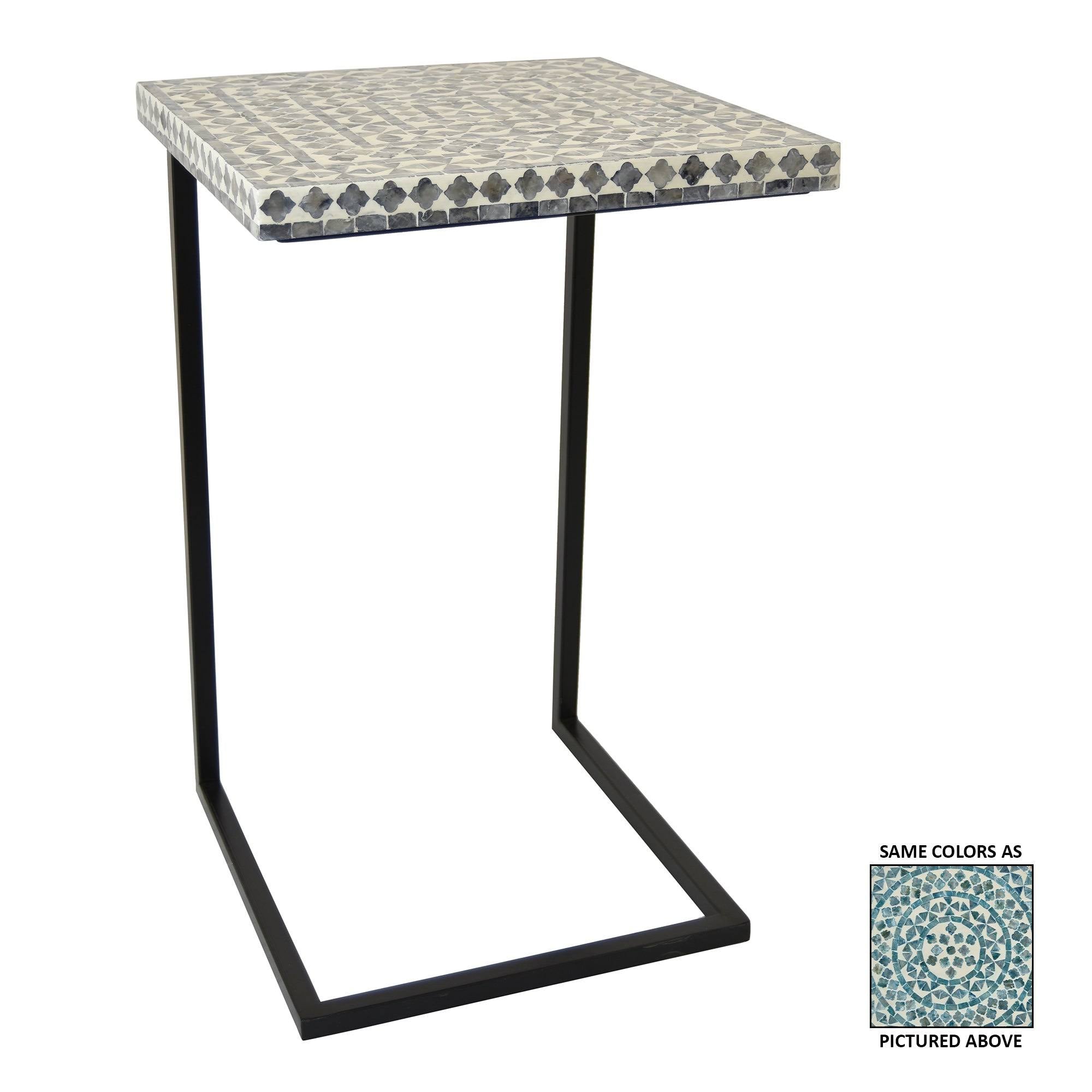 Gray Wood Side Table with Capiz M182432