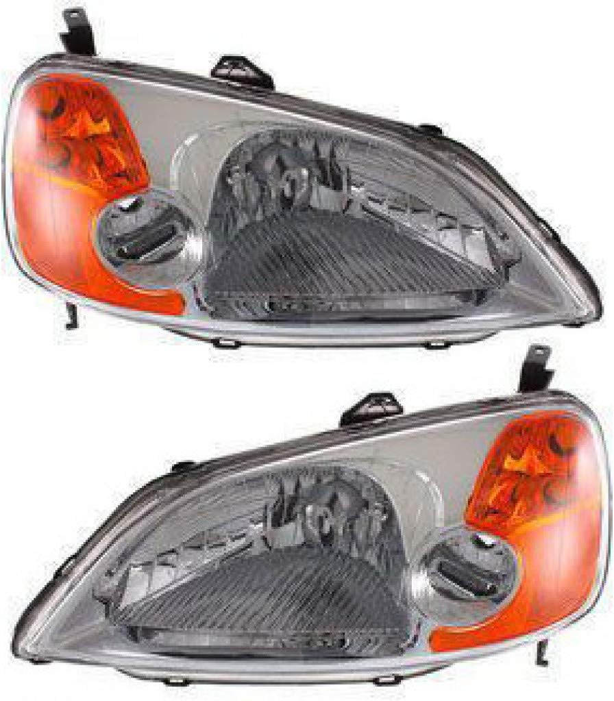 Honda Civic Headlight 2003 Pair with Bulbs L829