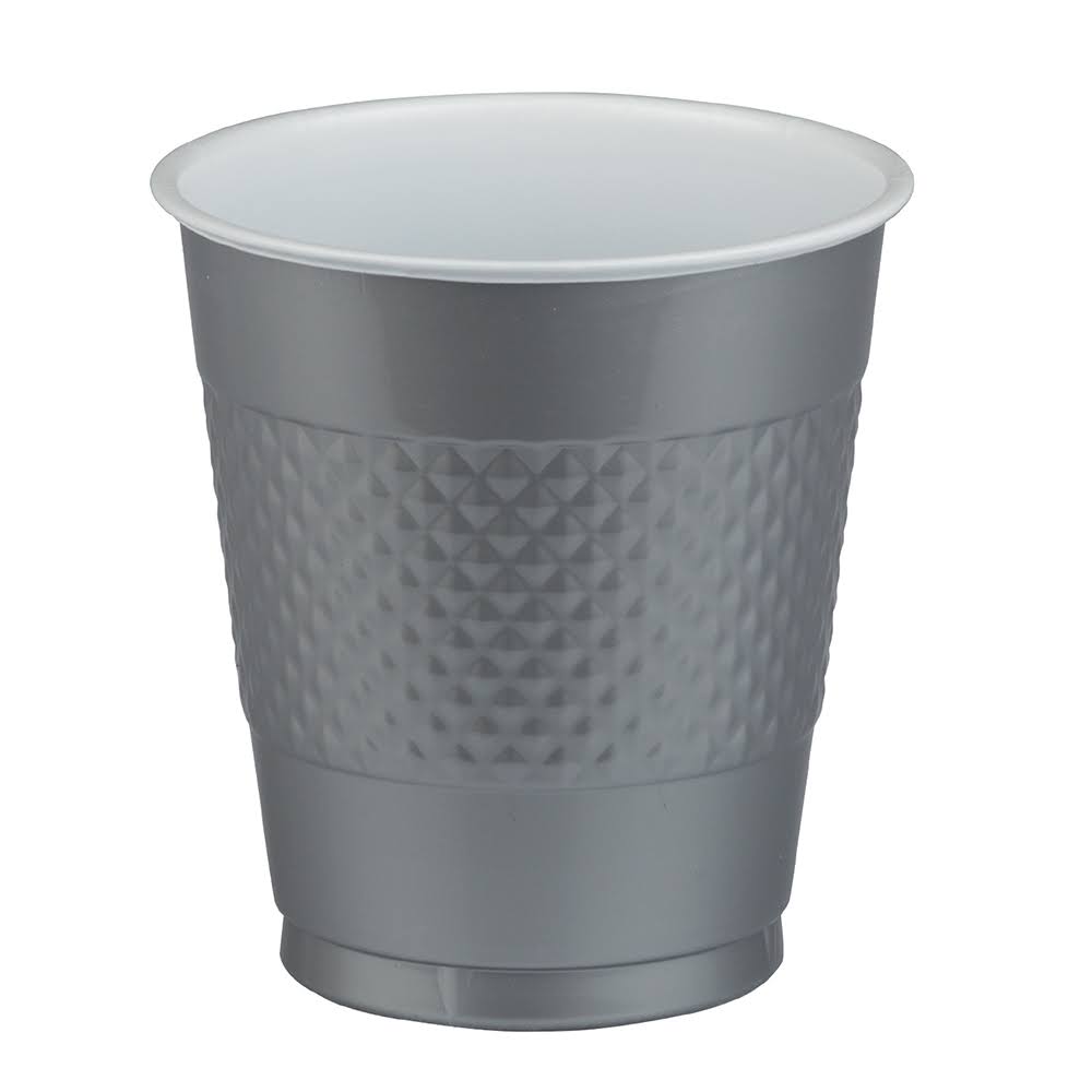200 Bulk Plastic Cups 12 oz Silver P1449