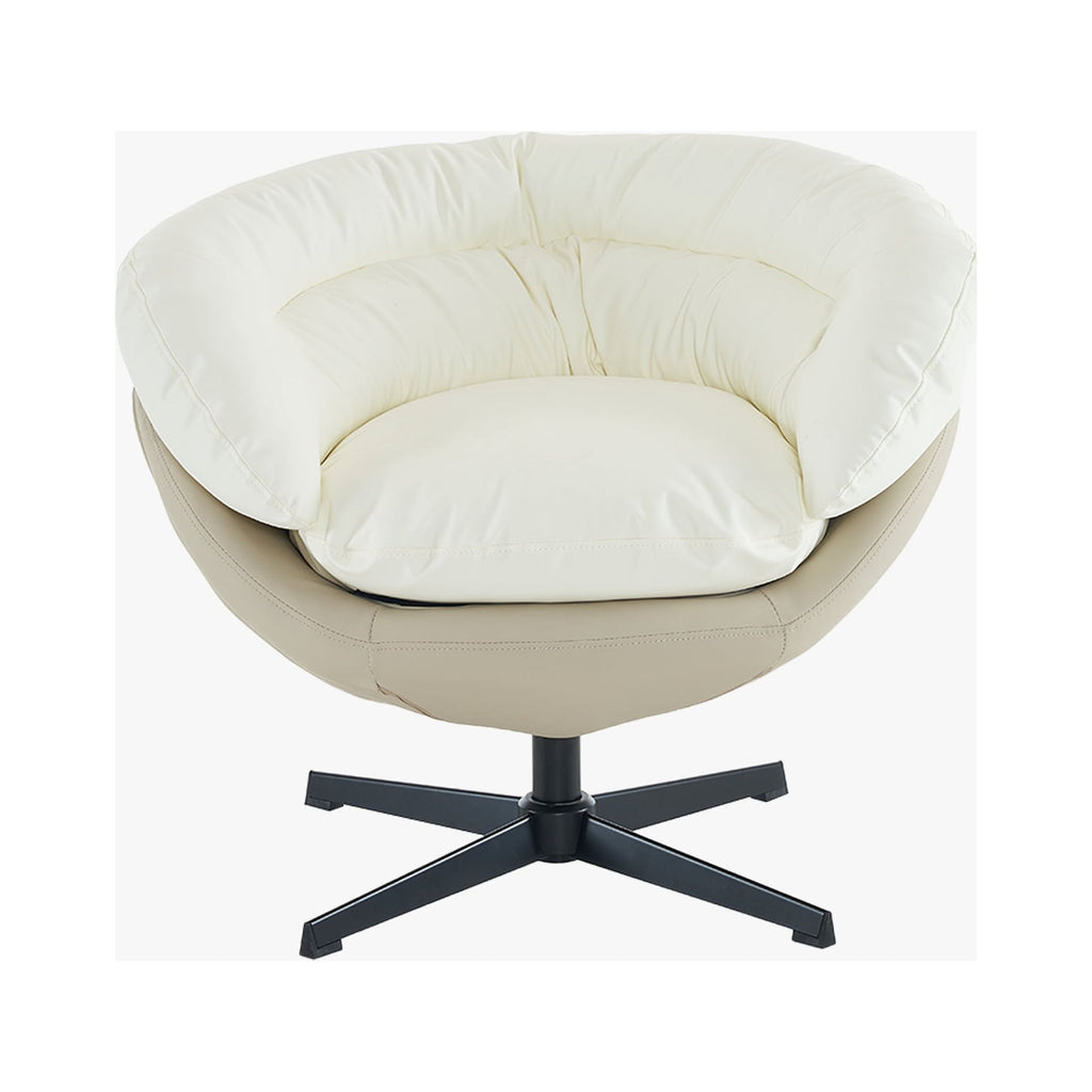 Swivel Sofa Barrel Chair, Two Tone Beige Gray and White M1772