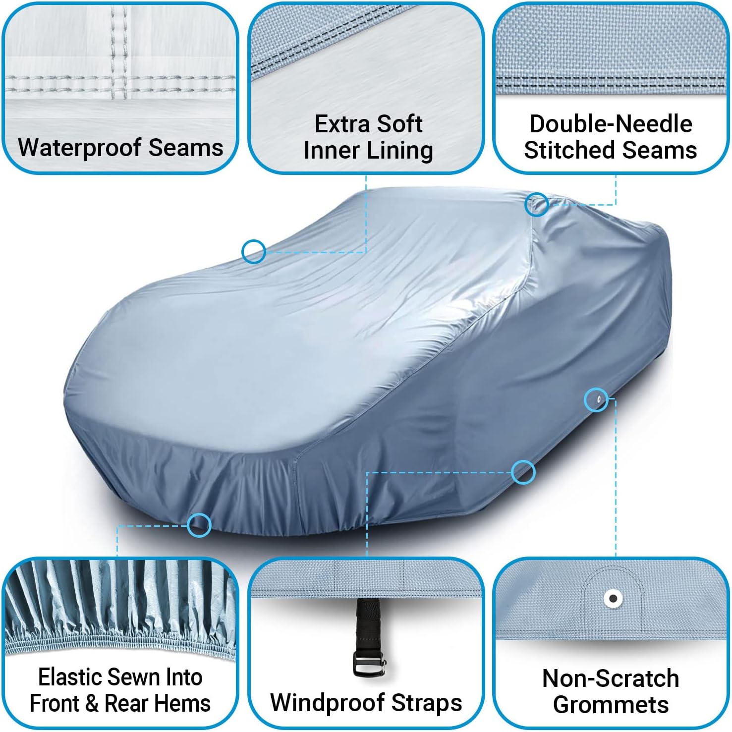 Full Car Cover Waterproof All Weather Custom Outdoor Indoor Padded Cover with Straps U828