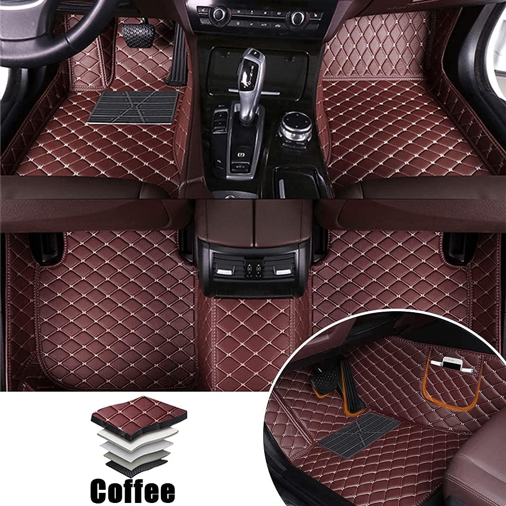 Blue Leather Car Floor Mats for VNL 670 Front & Rear Full Coverage Liner/Set I5965