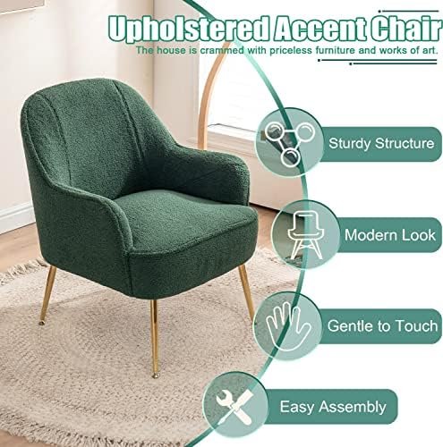 Yellow Teddy Velvet Accent Barrel Chair with Golden Adjustable Legs X54344