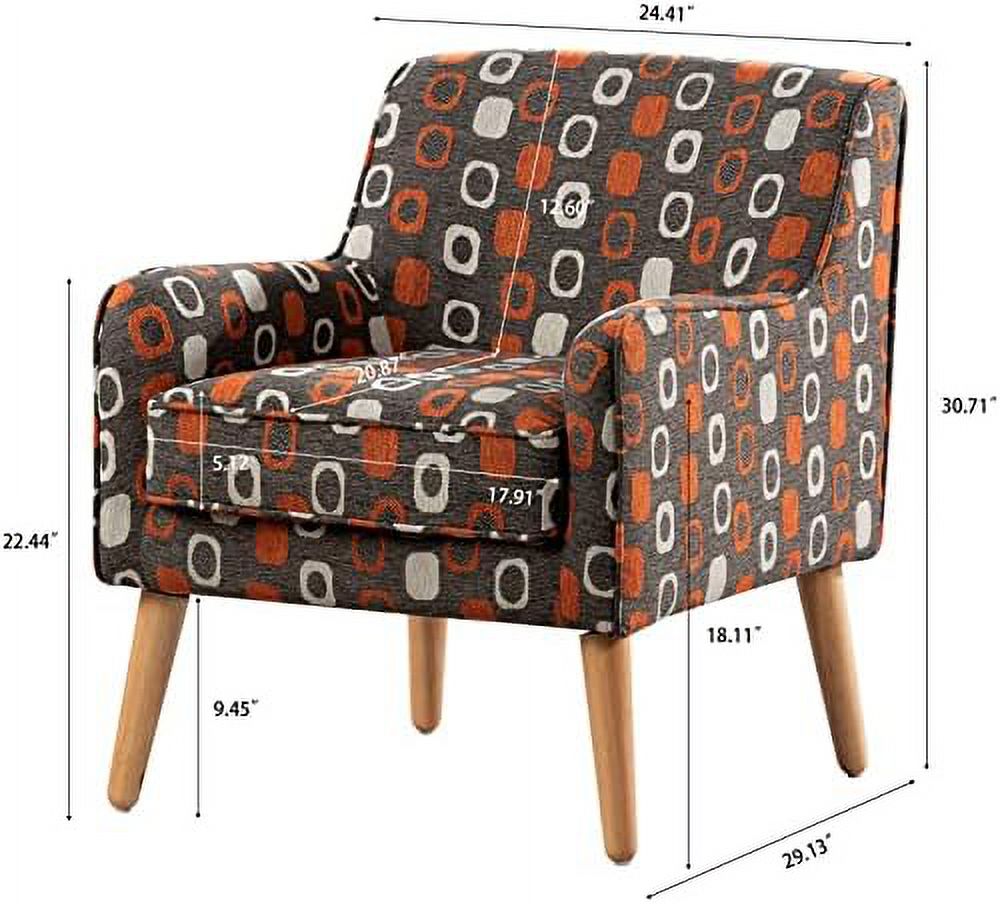 Grey Pattern Linen Fabric Accent Chair I786
