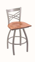 Anodized Nickel Swivel Stool with Medium Maple Seat X80474