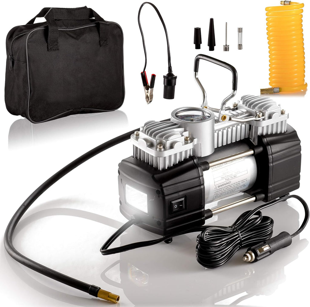 Portable Double Cylinder 150 PSI Air Compressor Tire Inflator, 12V, Pack of 2 E1386