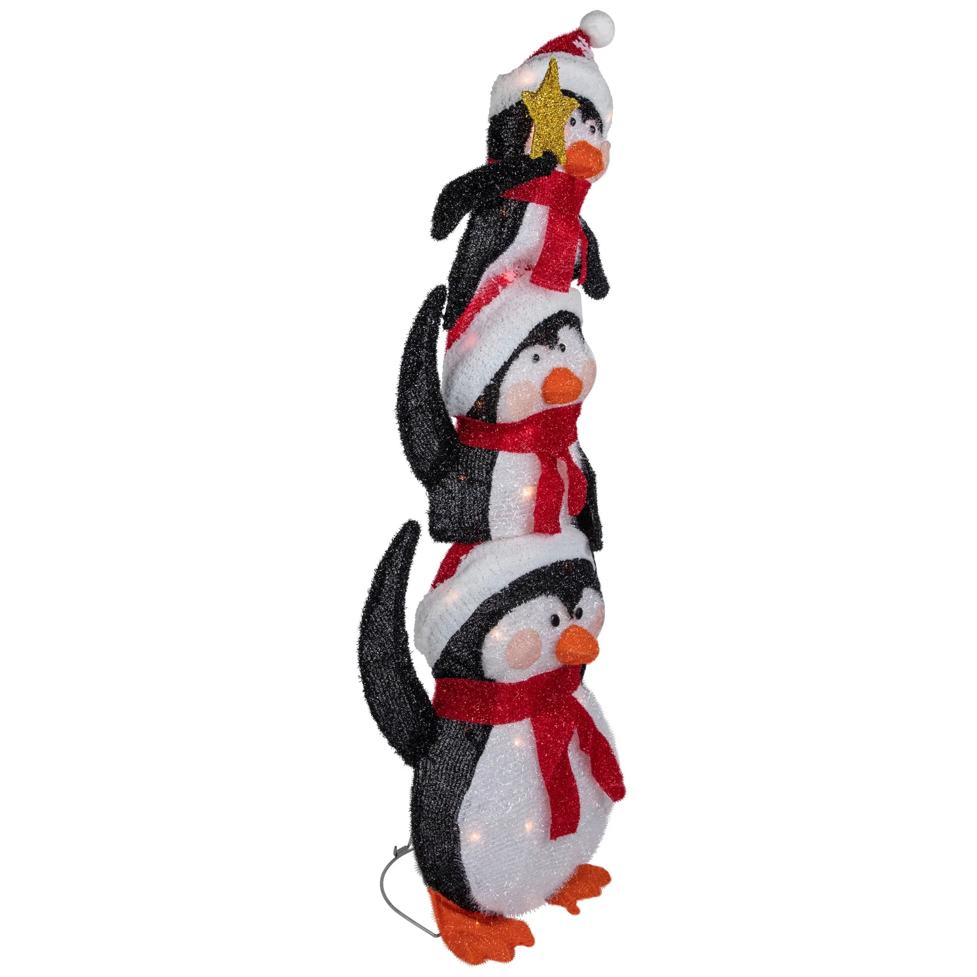 41" Lighted Stacked Penguin Family Outdoor Christmas Decoration C960046