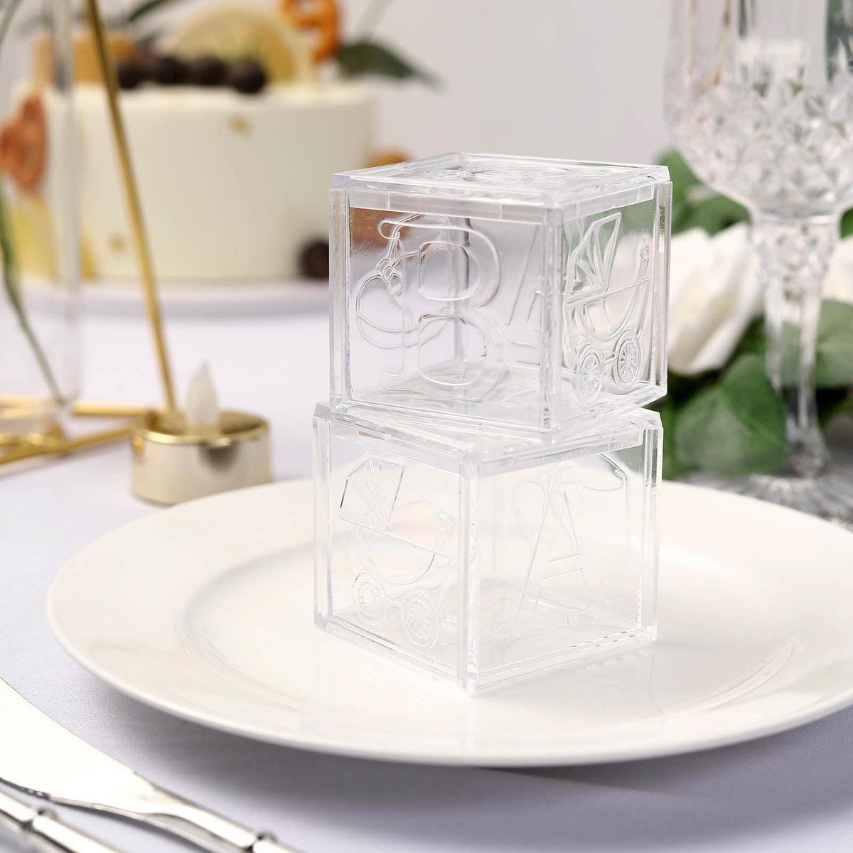 2" Clear Fillable Baby Blocks - 12/pk Q296