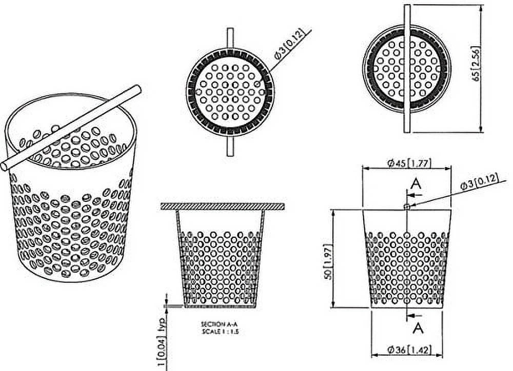Brushed 304 Stainless Steel Hair Trap Strainer for Shower Floor Drain Z4018