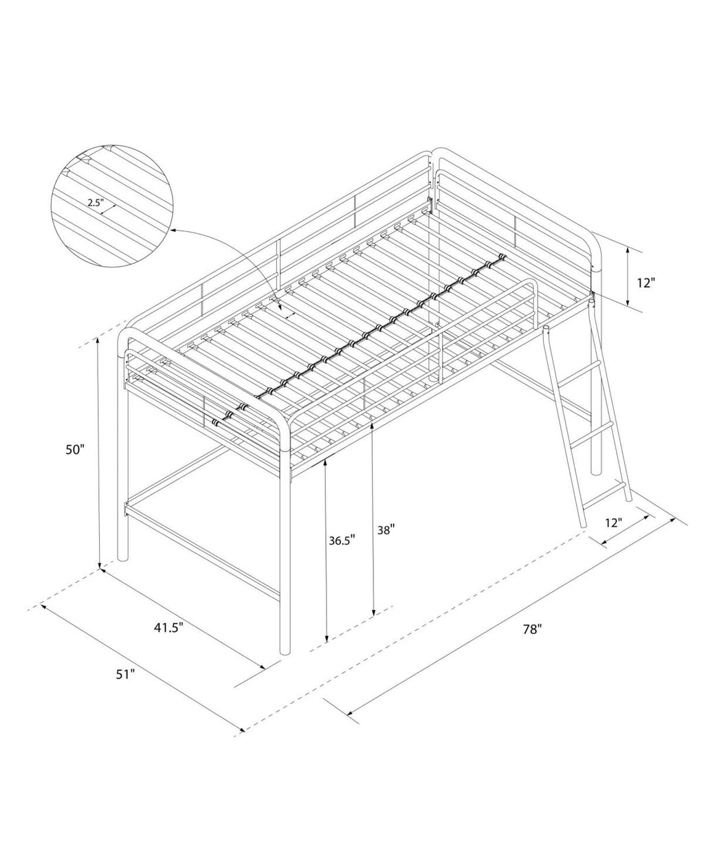 Navy Metal Loft Bed P587008