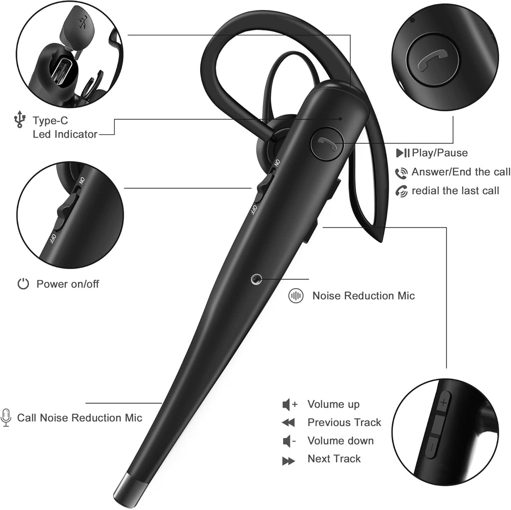 Wireless Bluetooth Earpiece with Dual Mic Noise Cancelling S4253