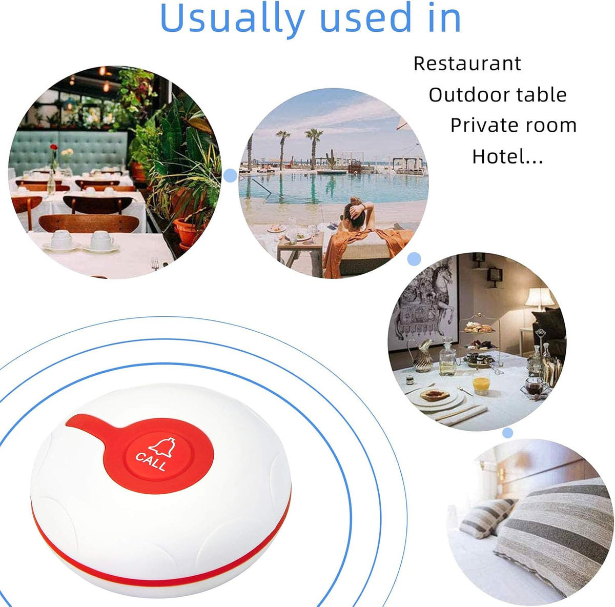 Wireless Calling System with 10 Waterproof Alert Call Button L4621