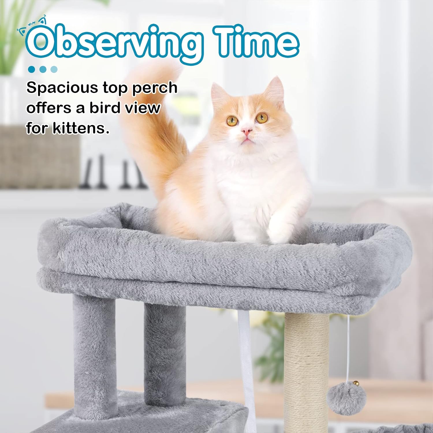 Cat Tree with Adjustable Base, Multi-Level Cat Furniture, Pack of 2 D852