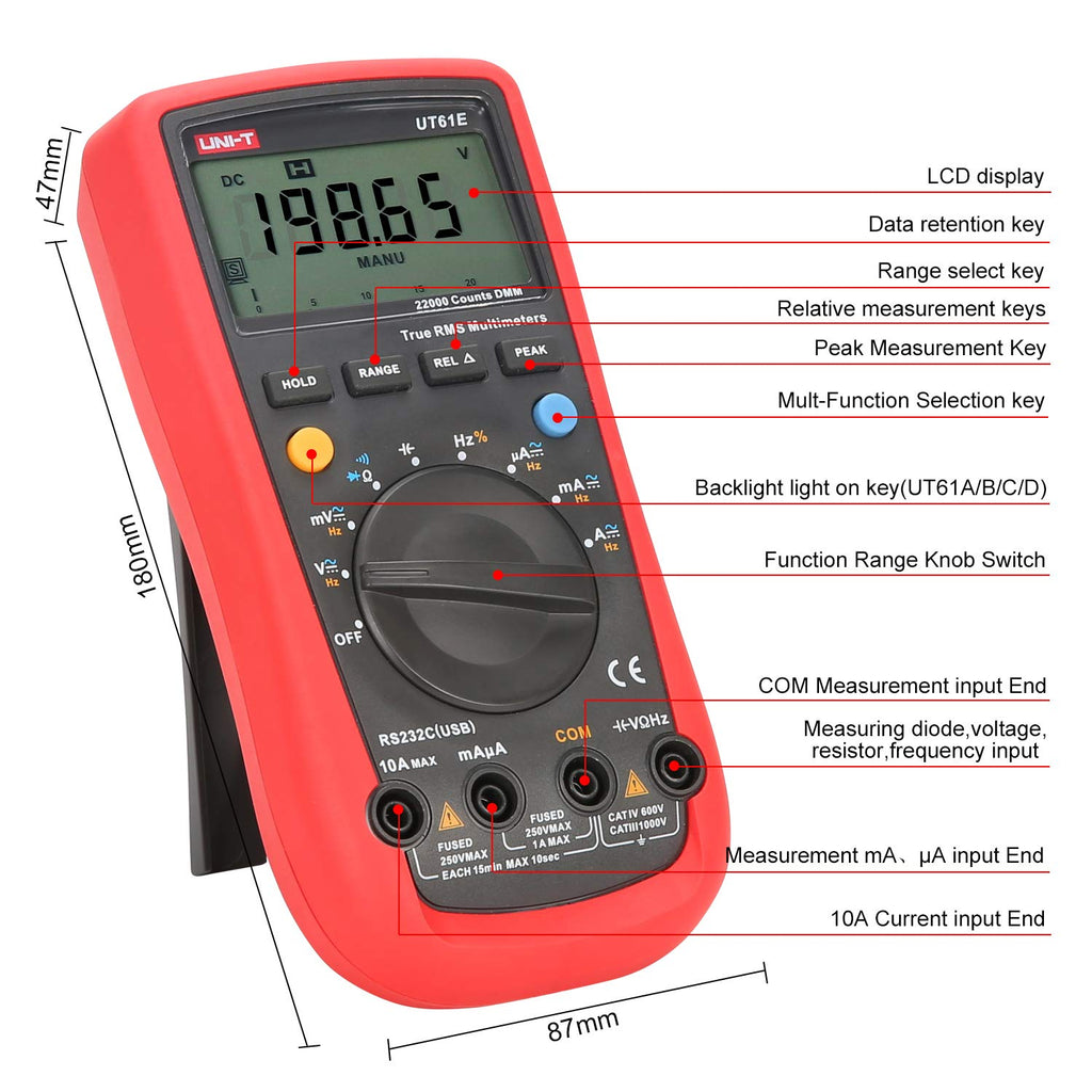 22000 Count True RMS Auto Ranging Digital Multimeter UT61E Pack of 2 O45352