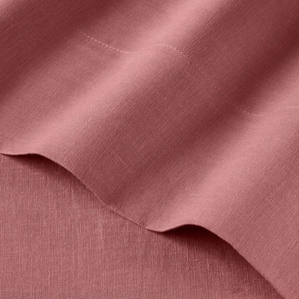 California King 100% Washed Linen Solid Sheet Set Rose B4484