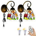 Tiffany Style Dimmable Wall Sconce with Remote Control, Set of 2 J293